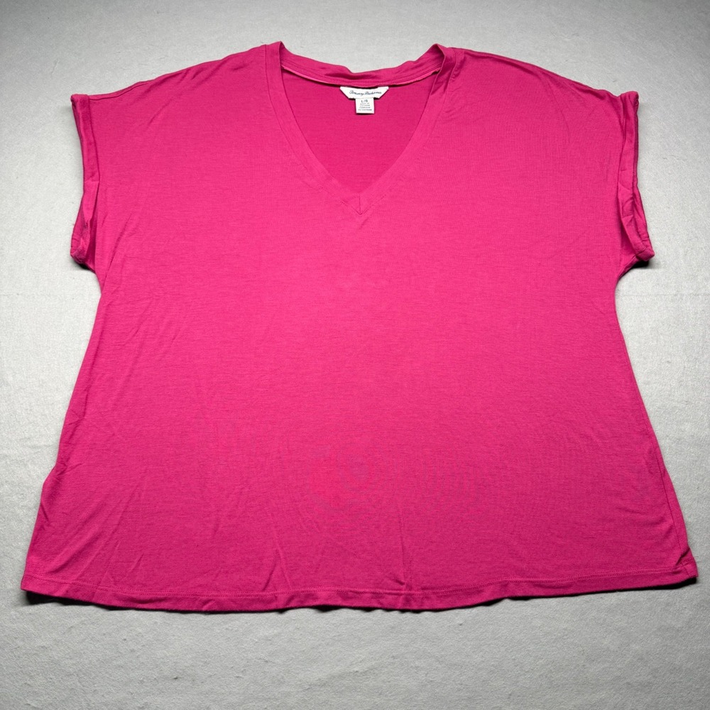 Tommy Bahama Women's Pink Cuffed T Shirt Size L
